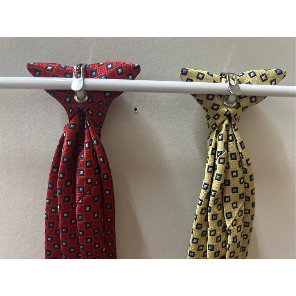 Kids IZOD 14” Clip On Tie 1 Red & 1 Yellow With Blue Accent